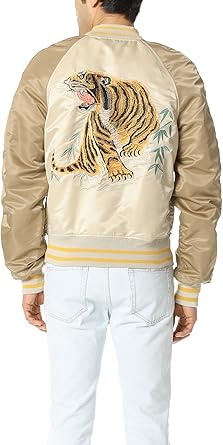 ジャケット・アウター Alpha Industries Inc Souvenir Jacket Alpha Industries Men's Tiger Souvenir Jacket, Vintage White